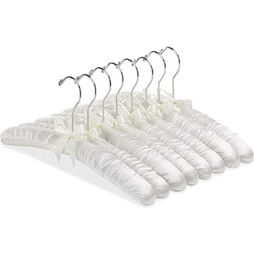 Whitmor 8PK Sat Blouse Hanger, 8 Count, Bone