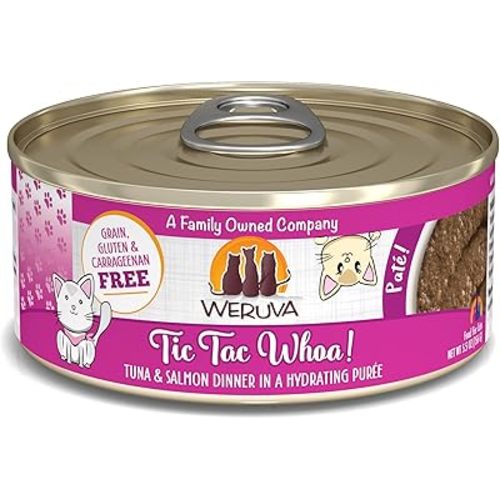Weruva Wet Cat Food, Tic Tac Whoa with Tuna and Salmon Pate, 5.5oz Can, Pack of 8