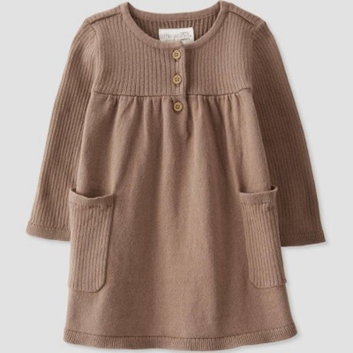 Little Planet by Carter’s Baby Girls' Knit Dress - Brown, Size: Newborn