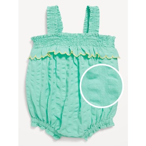 Sleeveless Ruffle-Trim Smocked One-Piece Romper for Baby