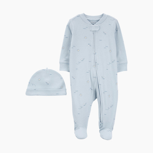 Carter's 2-Piece Sleep & Play and Cap Set - Light Blue, 3 M