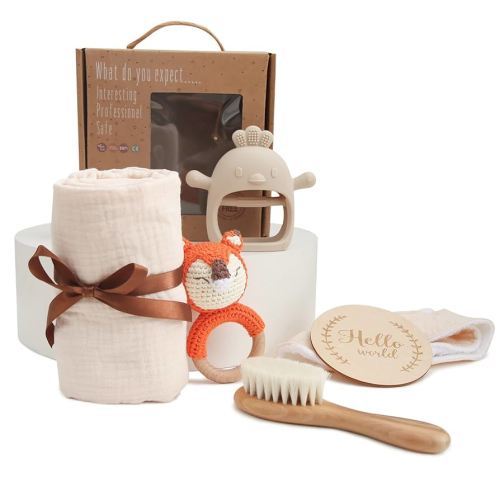 EERKEOD Baby Gift Set for Newborn New Baby Gift Set - Newborn Baby Essentials Baby Bath Set with Baby Blanket Baby Rattle - New Born Baby Girls Gift & Baby Boy Gifts for Baby Shower