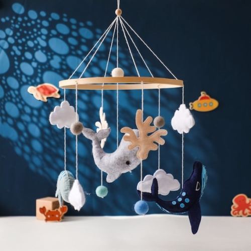 Whale Themed Baby Mobile Nursery Mobile Baby Room Decor - Etsy