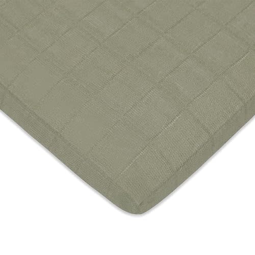 Babyletto 100% Organic Cotton All-Stages Bassinet Sheet, GOTS-Certified, Fitted 360°, Ultra-Soft and Breathable Muslin - Matcha Green