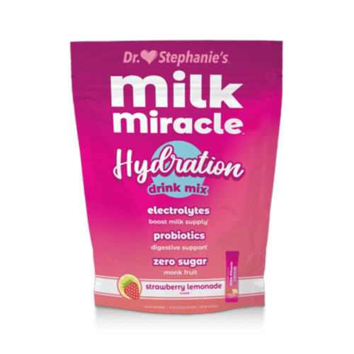 Dr. Stephanie's Milk Miracle Hydration & Probiotics Drink Mix, For Breastfeeding Support, 10 Count
