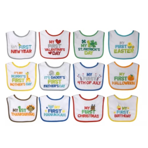 Neat Solutions® 12-Pack Baby's 1st Year Holiday Bib Set
