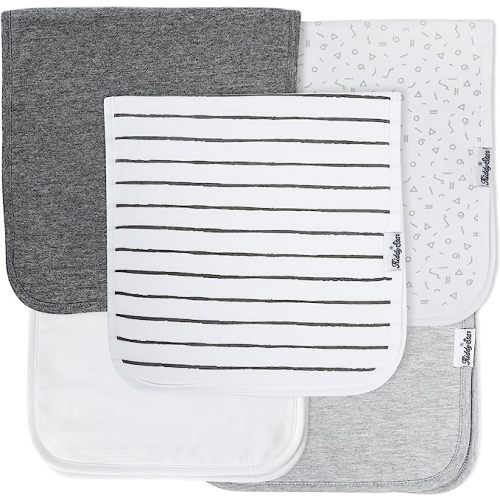 Premium 5-Pack Baby Burp Cloths - 100% Organic Cotton, Large, Soft & Absorbent Burping Towels for Newborns and Infants, Spit-Up Rags - Grey 1