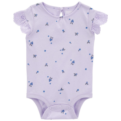 Blueberry Print Eyelet Flutter Bodysuit