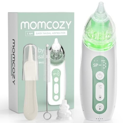 Momcozy Baby Nasal Aspirator, 3 Suction Levels Electric Nasal Aspirator for Baby, Newborn and Toddler, Portable Baby Nose Aspirator with Light Soothing and Music, Baby Snot Sucker
