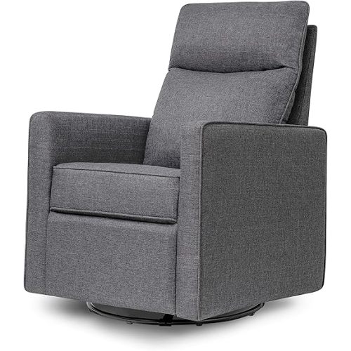 DaVinci Gabby Polyester Pillowback Swivel Glider in Shadow Grey, Greenguard Gold & CertiPUR-US Certified