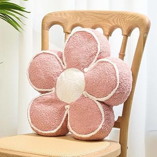 Sioloc Flower Pillow Flower Throw Pillow Flower Floor Cushion Cute Seat Cushion Aesthetic Floor Cushion Decorative Throw Pillow for Bed,Couch(Blush,15.7")
