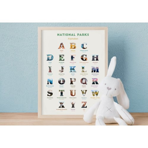 National Park nursery decor Alphabet poster • National Park baby shower gift, National Park Alphabet print • woodland themed nursery gift