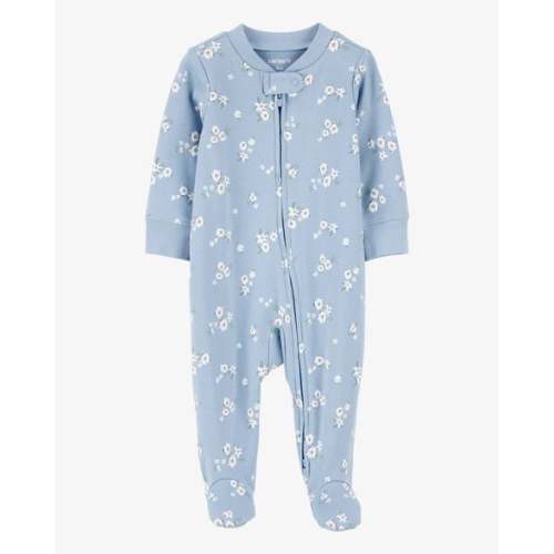Baby Girl Floral 2-Way Zip Cotton Sleep & Play Pajamas - Blue - Carter's (3M)