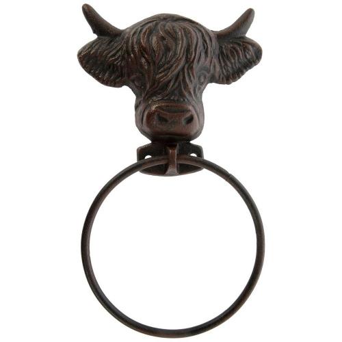 Highland Cow Towel Holder Metal Wall Decor