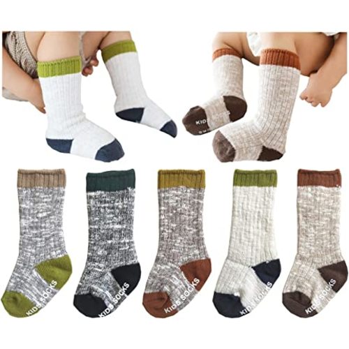 QandSweet Knitting Socks Keep Warm Unisex Baby Non-Slip Knee-High Stockings for Toddler Little Boy Girls