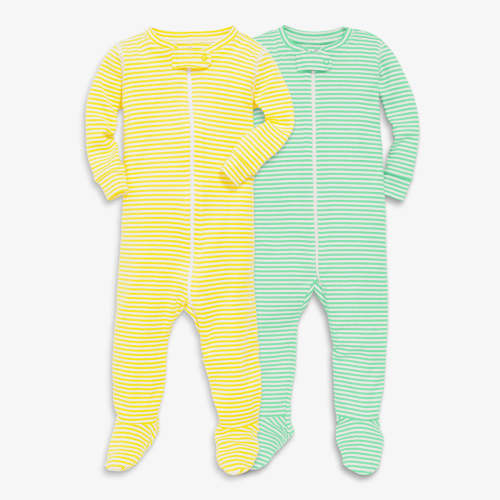 Baby organic zip footie in mini stripe 2-pack