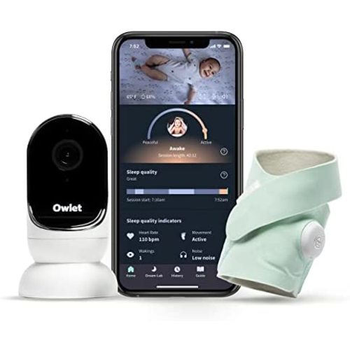 Owlet Dream Duo Smart Baby Monitor - Video Baby Monitor with HD Camera & Dream Sock: Only Baby Monitor to Track Heart Rate & Average Oxygen as Sleep Quality Indicators