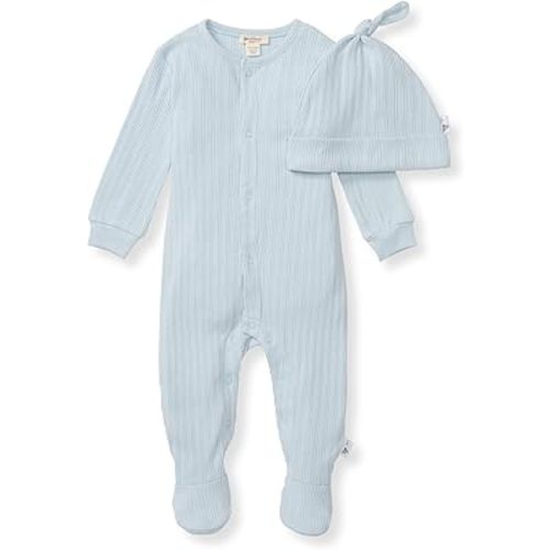 Burt's Bee Baby Infant Boys' 100% Organic Cotton Long Sleeve Jumpsuit with Hat