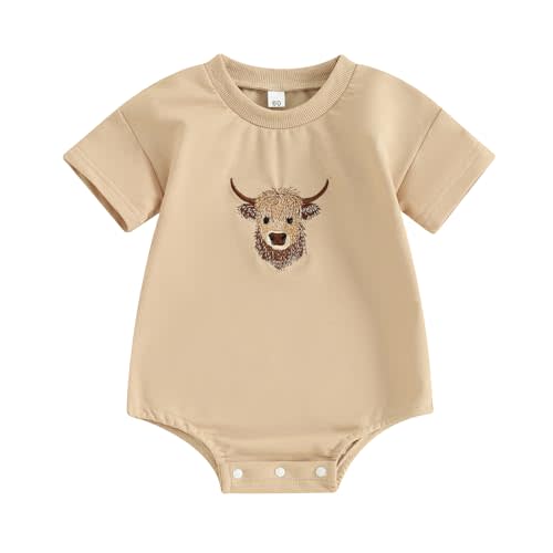 Kayotuas Baby Boys Girls Farm Animal Outfit Summer Clothes Cow and Chicken T Shirt Romper Newborn Country Western Onesie Tops