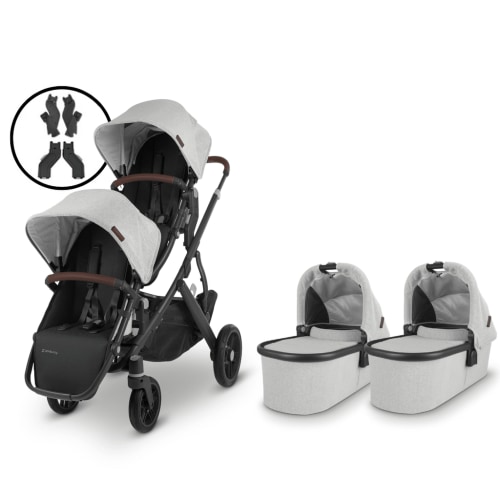 UPPAbaby VISTA V2 Twin Stroller - Anthony White and Grey Chenille