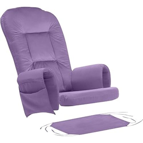 BECHAEO 5PCS Velvet Glider Rocker Replacement Cushions with Ottoman Cover Soft Thicken Rocking Chair Cushion Set for Indoor Nursery Glider Rocking Chair, Lavender