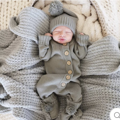 Knit Sweater Button Romper | Caden Lane NB