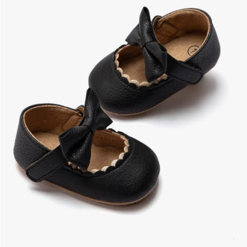 Meckior Infant Baby Girls Soft Sole Bowknot Princess Wedding Dress Mary Jane Flats Prewalker Newborn Light Baby Sneaker Shoes