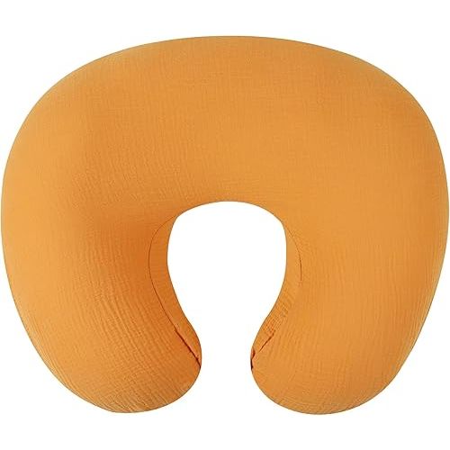 Muslin Nursing Pillow Cover Soft 100% Cotton Feeding Pillow Slipcover Fits Standard Infant Nursing Pillow or Positioner for Baby Boy and Girl, Orange