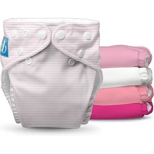 Charlie Banana Cloth Diapers, Reusable, Washable, Adjustable One Size Diaper, for Babies and Toddlers, with Absorbent Inserts - Pastel Pink, 5 Pack