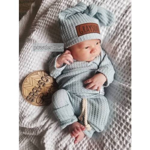 Newborn Boy Coming Home Outfit | Waffle Outfit Set | Baby Boy Clothes | Baby Boy Gift | Baby Girl Gift | Baby Personalized Going Home Name