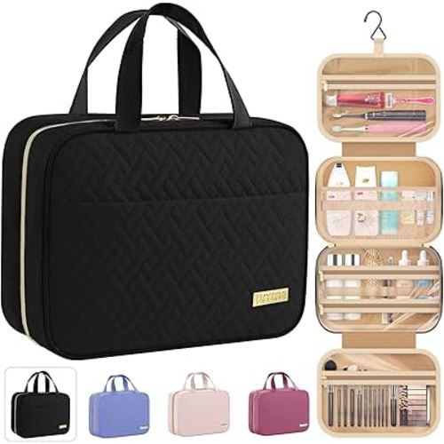 HOTOR Travel Toiletry Bag - Hanging Toiletry Bag for Women & Men, Makeup Bag/Big Comparment, Waterproof for Travel Accessories, Travel Essentials, Medium, Black