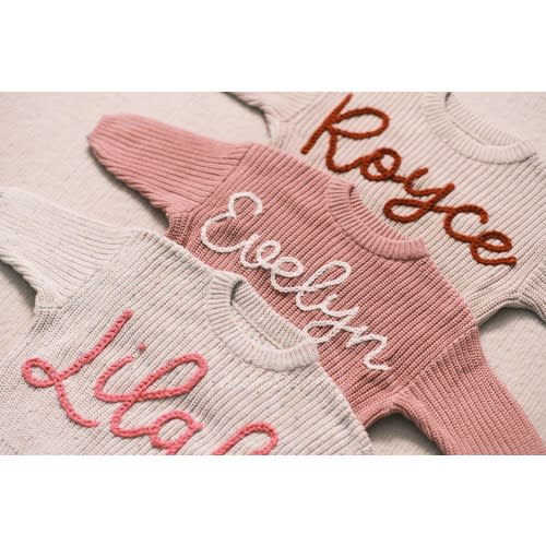Personalized Baby Sweater with Hand-Embroidered Name & Monogram - A Precious Gift from Aunt for a Baby Girl-Christmas gift