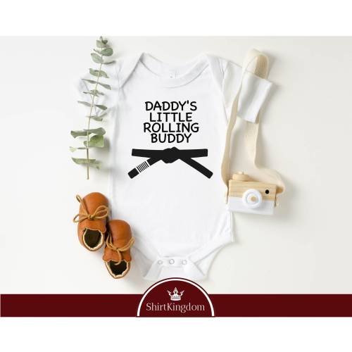 Daddy's Little Rolling Buddy Bodysuit, Cute Brazilian Jiu Jitsu Baby Bodysuit, BJJ Bodysuit, Martial Arts Kids, Baby Shower Cute Bodysuit