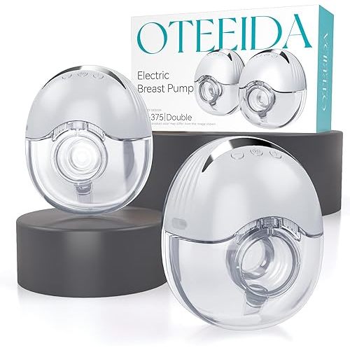 Hands Free Breast Pump Wearable MY-375 - Strong Suction, Low Noise, Wearable Breastfeeding Pump with 4 Mode &12 Levels, Portable Electric Breast Pump 24mm - 19/21/Insert/Flange, 2 Pack (White)