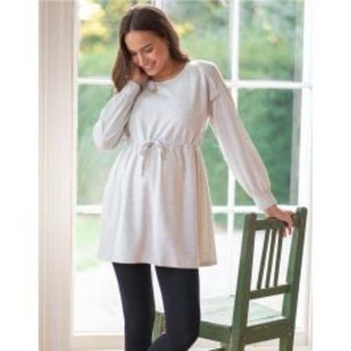 Grey Marl Sweatshirt Maternity & Nursing Tunic - Large