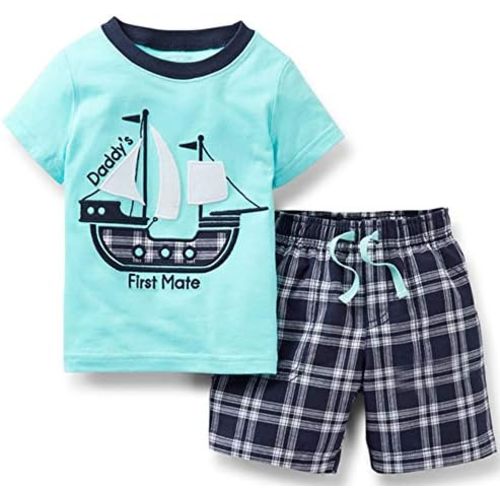 Bumeex Toddler Boys Cotton Clothing Sets Short Sleeve Tee and Shorts