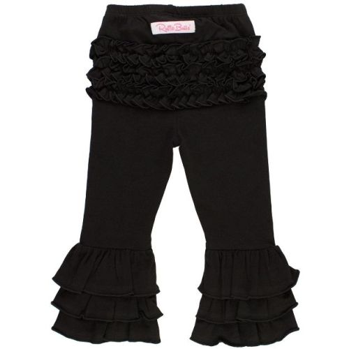 Rufflebutts Baby Girls Ruffle Flare Pants - Black, 12-18m