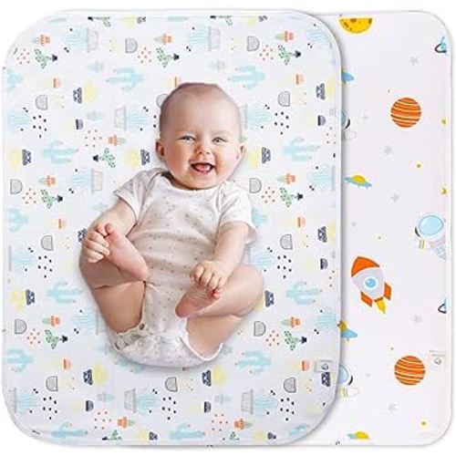 Baby Changing Pad Changing Table Pads Waterproof Large Size 37.5x27.5 Inch Portable Diaper Changing mat Liners Reusable Washable Mattress Protector for Girls & Boys 2 Pack