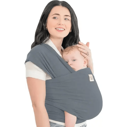 KeaBabies Baby Wrap Carrier - All in 1 Original Baby Carrier Newborn to Toddler Sling, Easy to Wear, Hands Free Bonding, Lightweight, Breathable Infant Wraps (Midnight Gray)