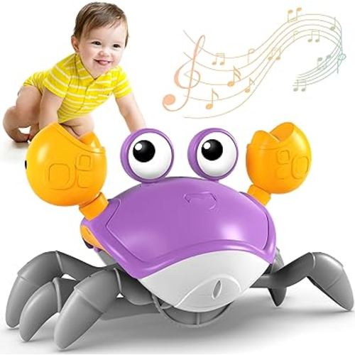 Crawling Crab Toy, Infant Tummy Time Baby Toys, Fun Interactive Dancing Walking Moving Toy Babies Sensory Induction Crabs with Music, Baby Toys 0-6 to 12-18 Months Boys Girls Toddler Birthday Gift