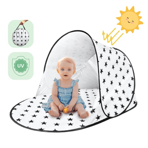 ATSITK UV Protection Baby Beach Tent, 55.80" x 28.30", White&Black
