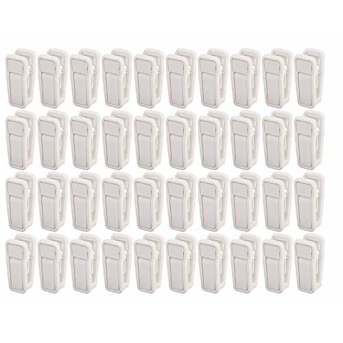 KISEER Plastic Baby Hanger Clips, 40 Pcs Slim-line Finger Clips Set Clothes Hanger Velvet Hanger (White)