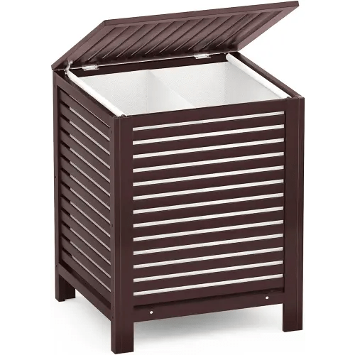 Homykic Bamboo Laundry Hamper, with Lid and Removable Liner Bag, 2-Section 120L, Large Raised Basket Sorter for Clothes, Bathroom, Bedroom, Easy to Assemble, Espresso