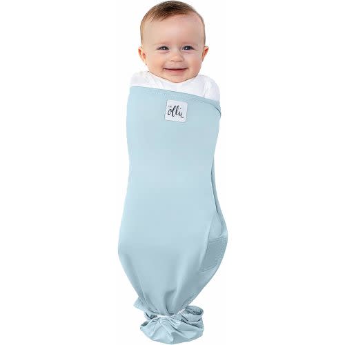 The Ollie Swaddle – Sleep Swaddle for Babies | Breathable, Moisture-Wicking Fabric to Prevent Overheating | Soft, Adjustable Fit | Ideal for Newborns & Infants (Sky)