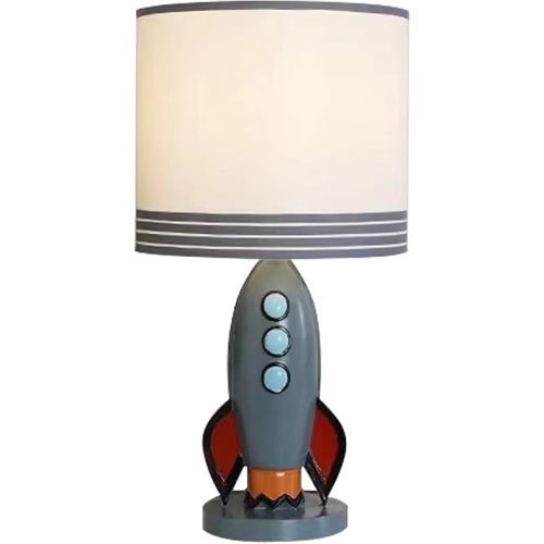 Kids Bedside Table Lamp, Adorable 14 Inch Rocket Ship Design with Cute Lampshade, Space lamp Ideal for Children's Bedroom Decor, Includes LED Bulb