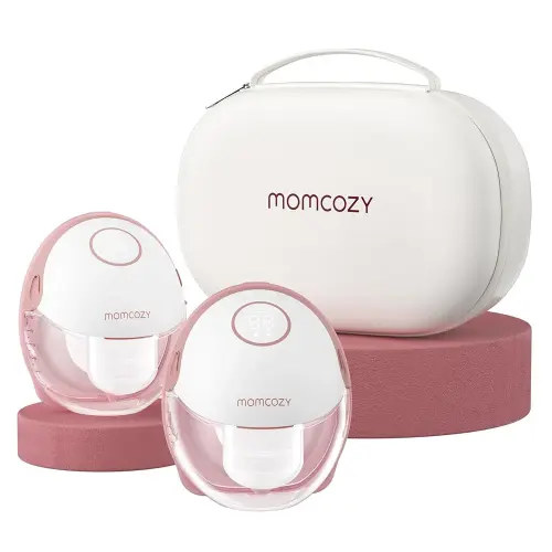 Momcozy Breast Pump Hands Free Mobile Style | M6, Wearable Breastfeeding Pump Ideal Rhythm for More Milk, DoubleFit Flange More Fit & Discreet with 3 Modes & 9 Levels, 24mm (Cozy Red, 2 Count)