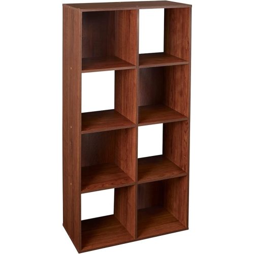 ClosetMaid Cubeicals 8 Cube Storage Shelf Organizer Bookshelf, Stackable, Vertical or Horizontal, Easy Assembly, Wood, Dark Cherry Finish