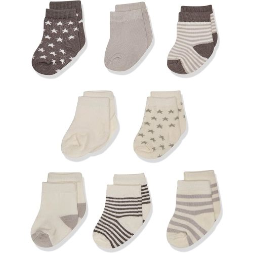 Touched by Nature Unisex Baby Organic Cotton Socks - 0-6 Months - Charcoal Stars