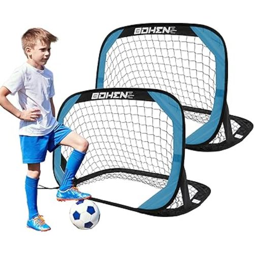 BOHEN Pop Up Soccer Goals for Kids-Foldable Portable Soccer Net for Outdoor Indoor Backyard Beach(3.3x2.2FT)
