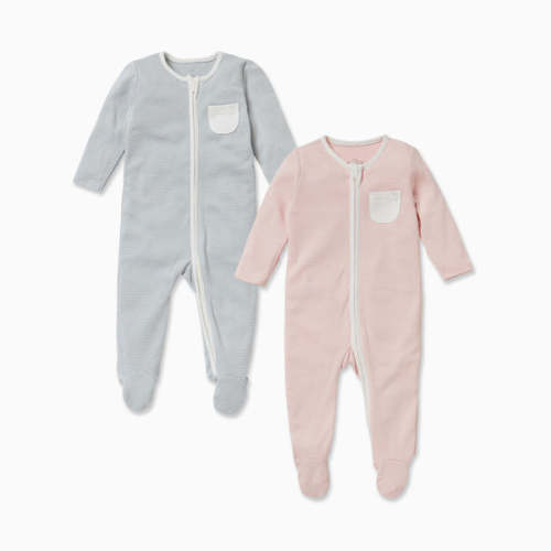 Zip Baby Pajamas 2 Pack Grey Stripe / Newborn